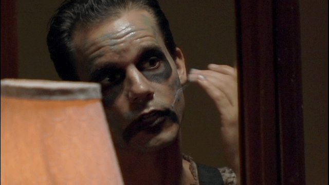 Having this guy look like a Juggalo without the mask is scary, but probably not in the intended way.